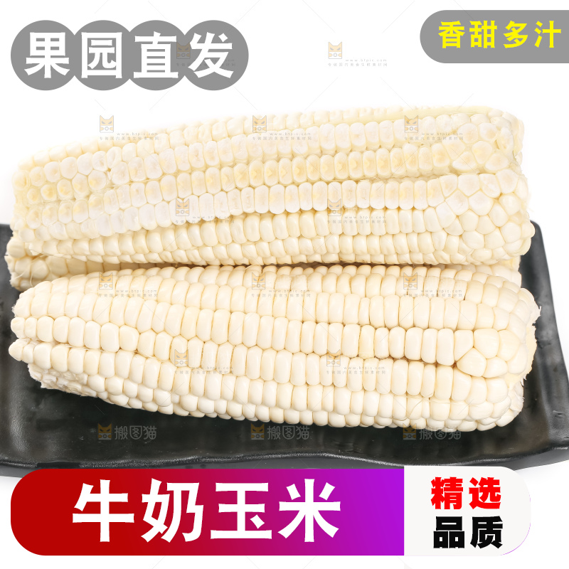 盘子里放着牛奶糯玉米