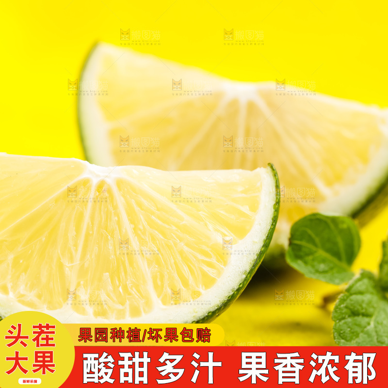 黄底上放着两块青柠檬