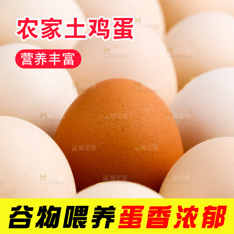 白底上放着新鲜柴鸡蛋