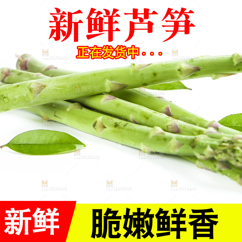 白底上的新鲜芦笋