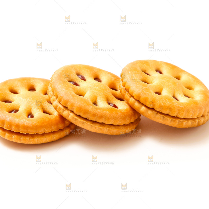 白底上的果酱夹心饼干