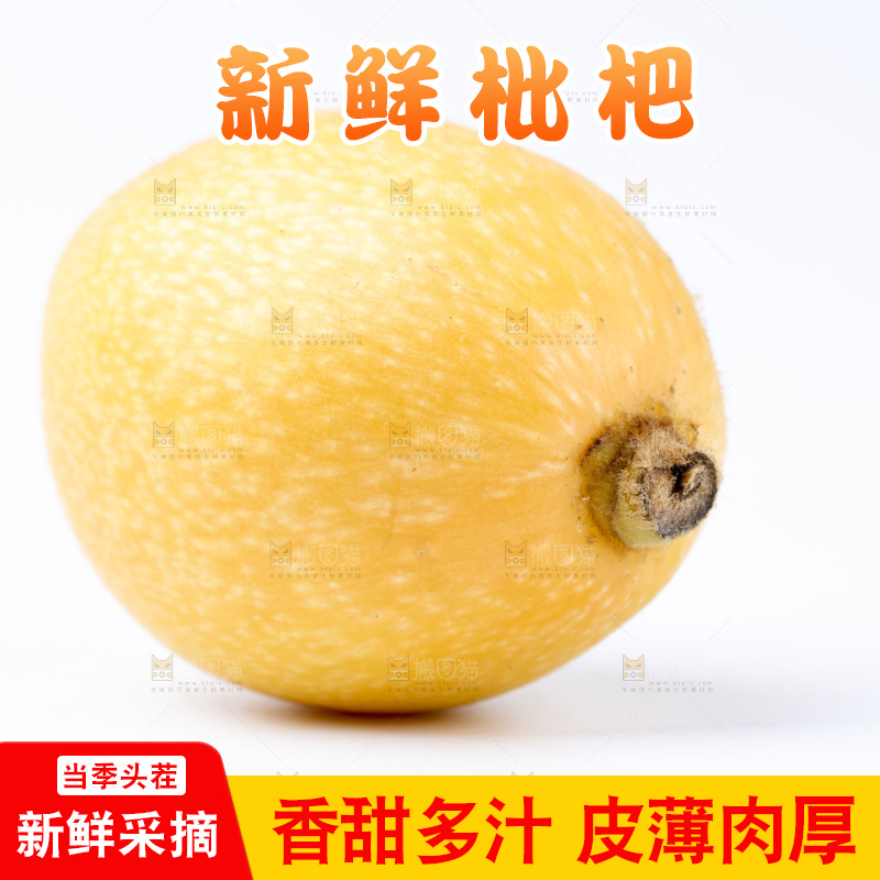白底上放着新鲜枇杷