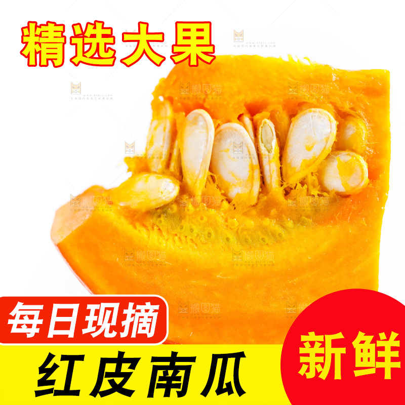 白底上摆放着红贝贝南瓜