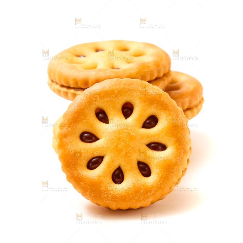 白底上的果酱夹心饼干
