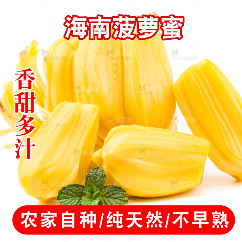 白底上的黄肉菠萝蜜