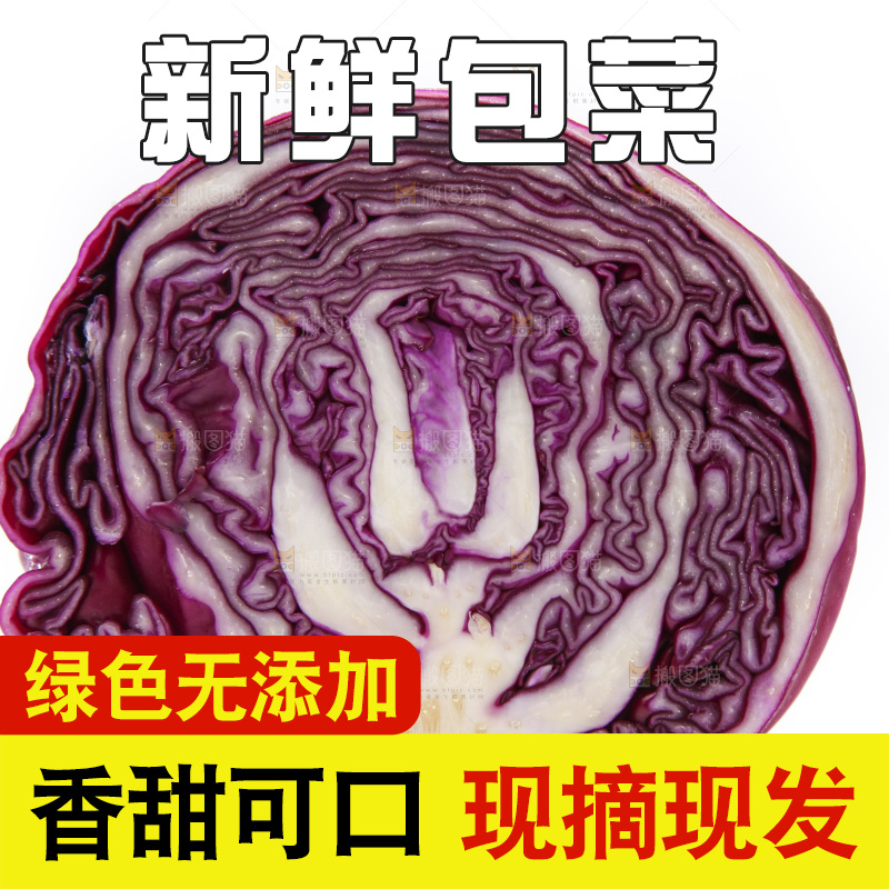 白底上放着紫包菜