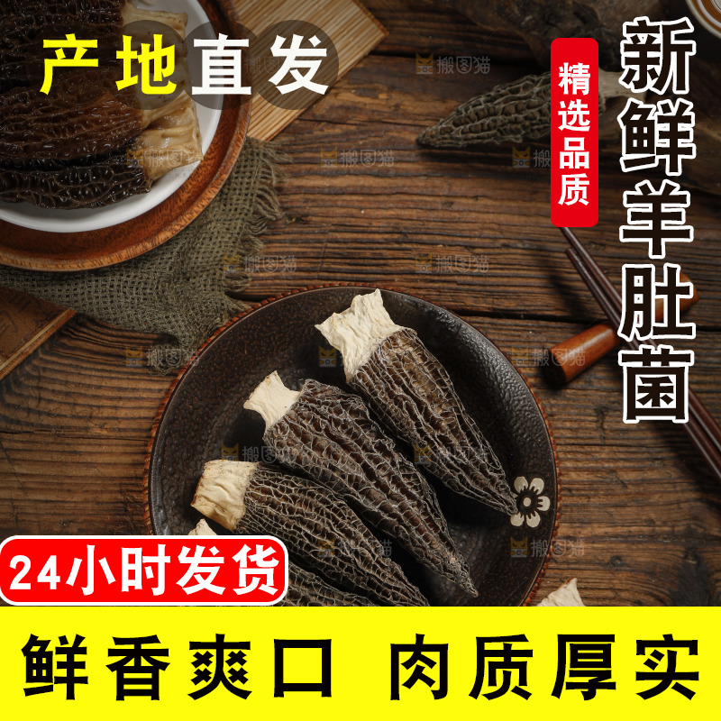 木底上放着一盘云南羊肚菌