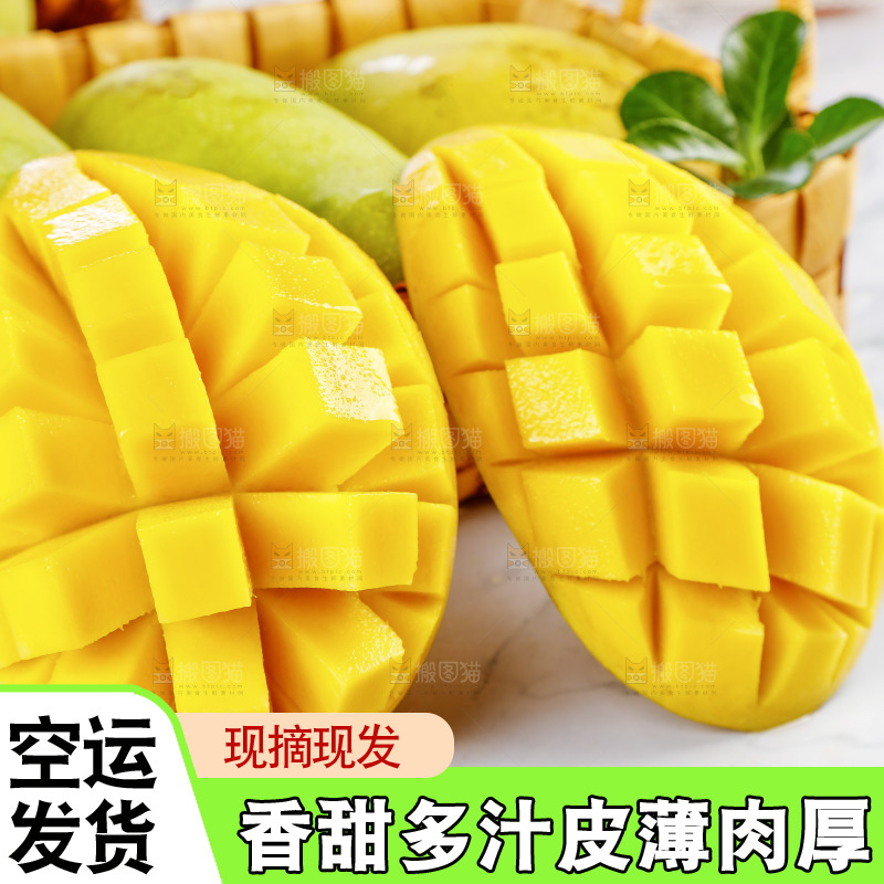 白底上的芒果果肉
