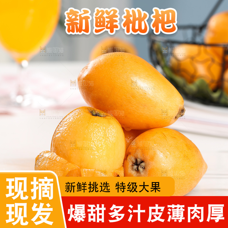 白底上的枇杷