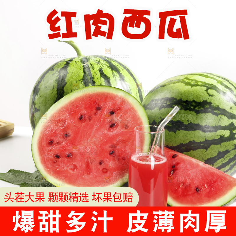 白底上的红肉西瓜