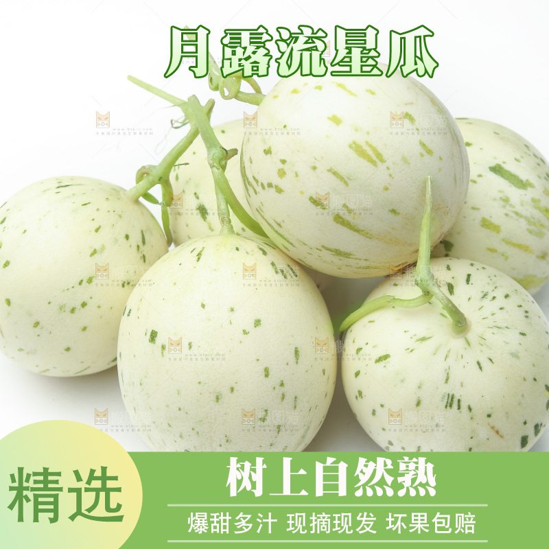 白底上放着一堆月露蜜瓜