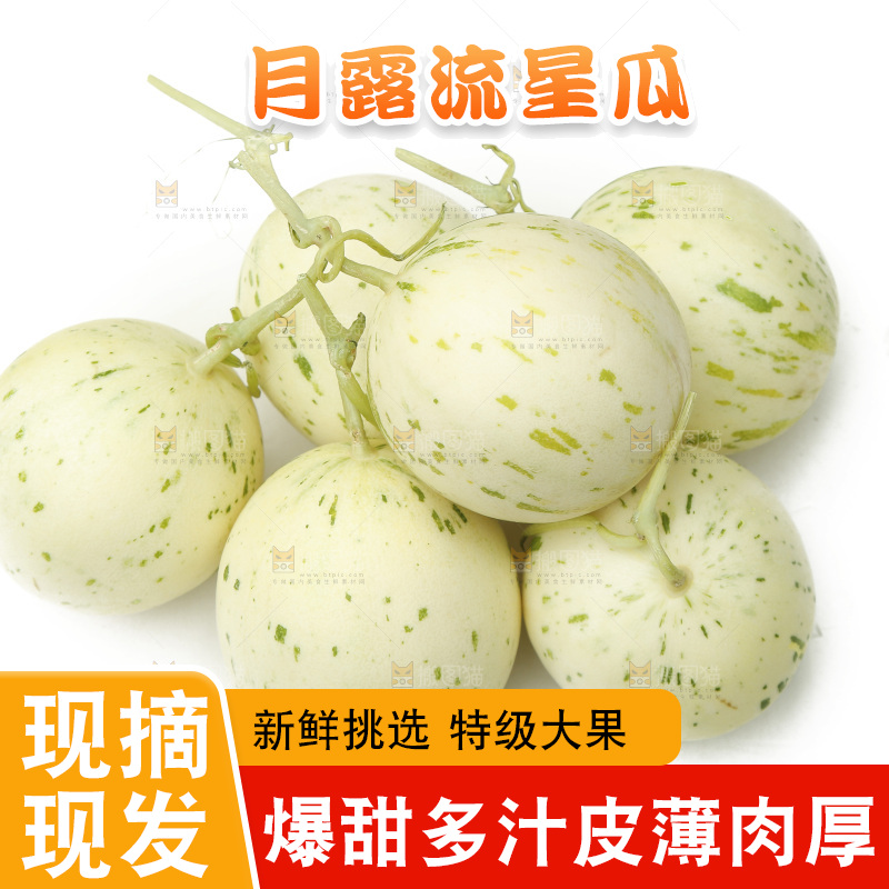白底上放着一堆月露蜜瓜