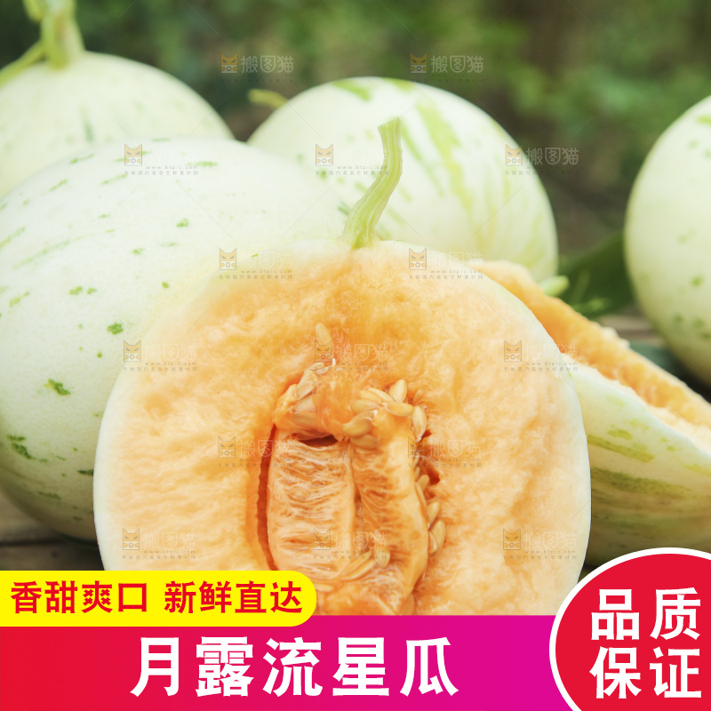 桌子上放着红露流星蜜瓜
