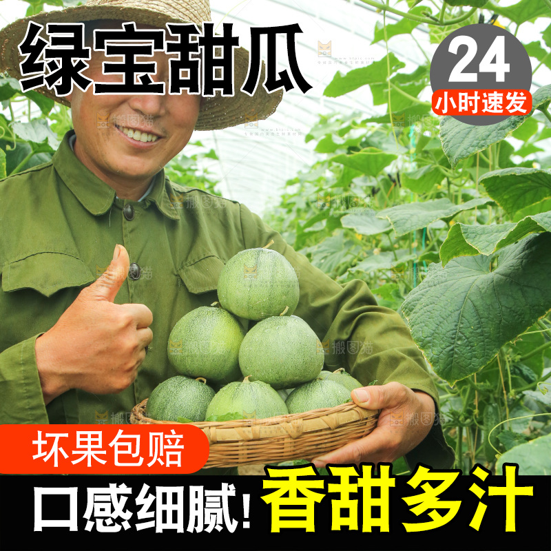 手里端着一篮绿宝石甜瓜