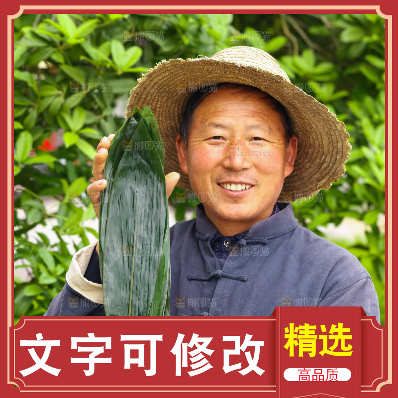 手里拿着粽叶