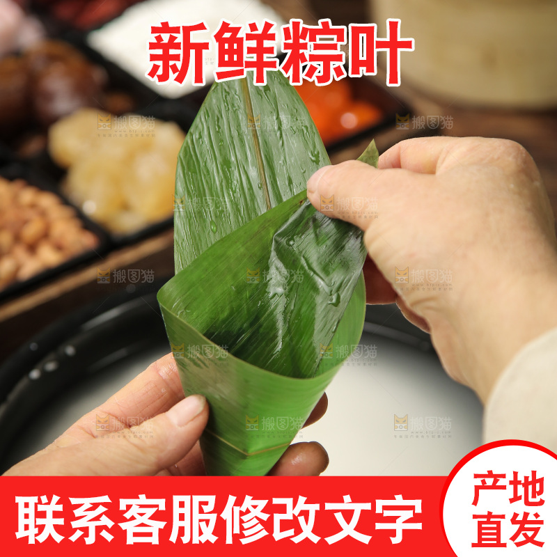 手里拿着粽叶