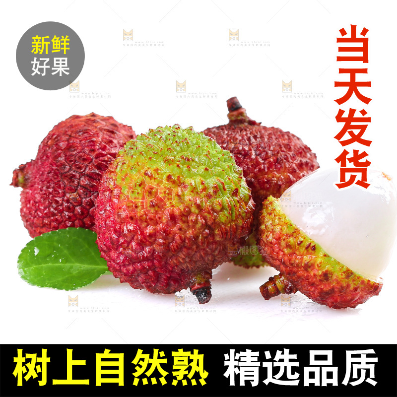 白底上放着妃子笑荔枝