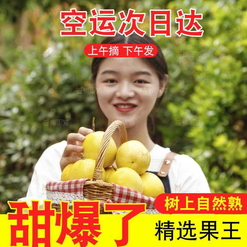 女孩手里端着一篮新鲜黄金百香果