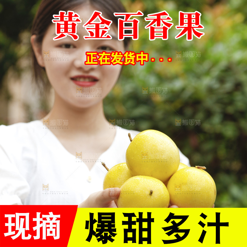 女孩手里捧着黄金百香果