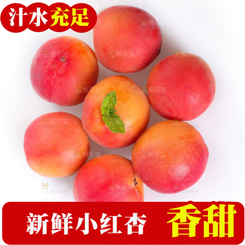 白底上放着胭脂红杏
