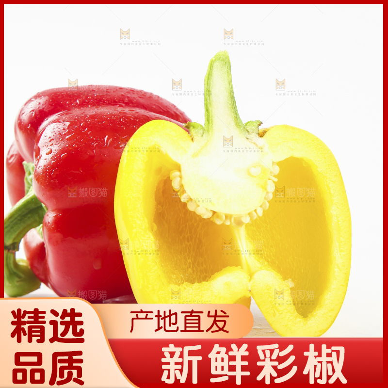白底上的五彩椒