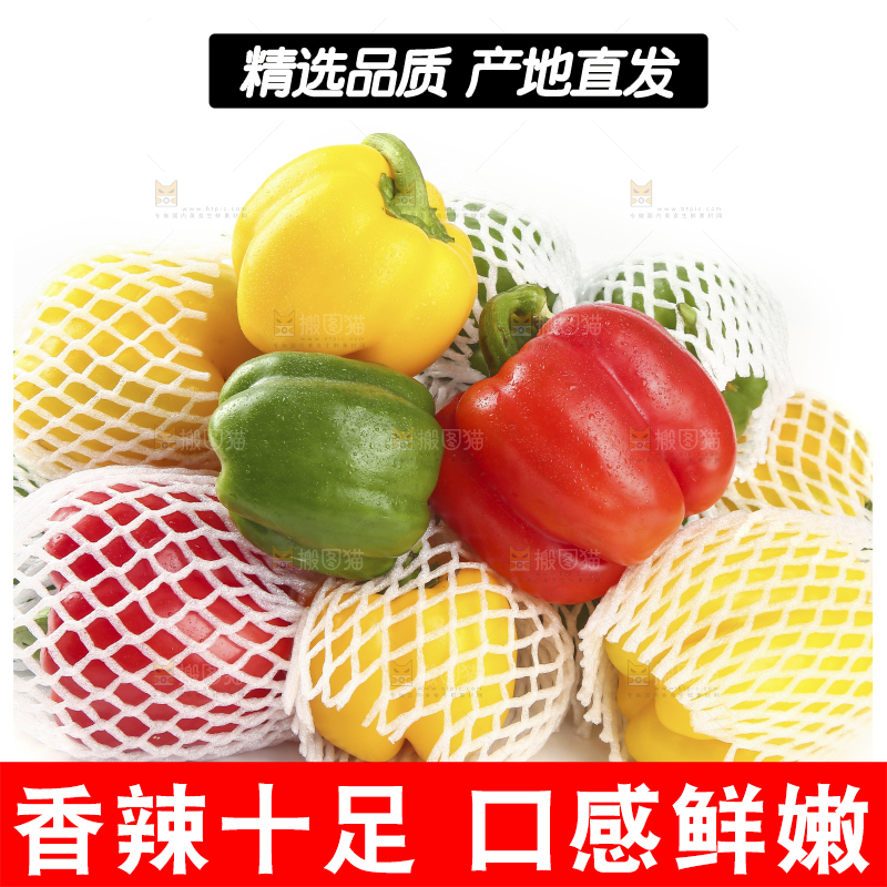白底上放着一堆五彩灯笼椒