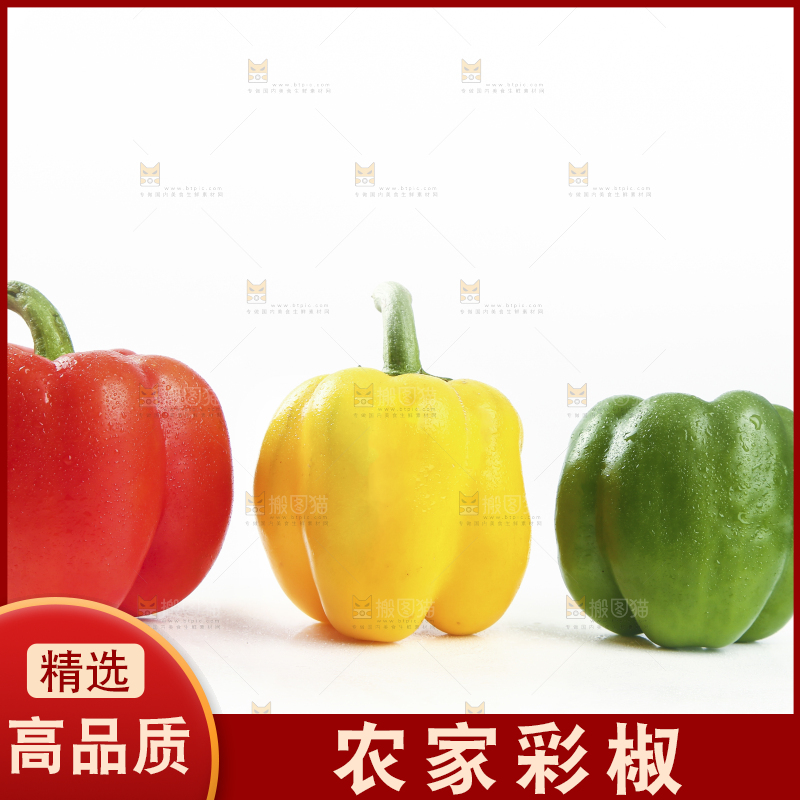白底上放着五彩椒