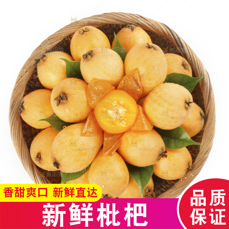 白底上放着一篮米易枇杷