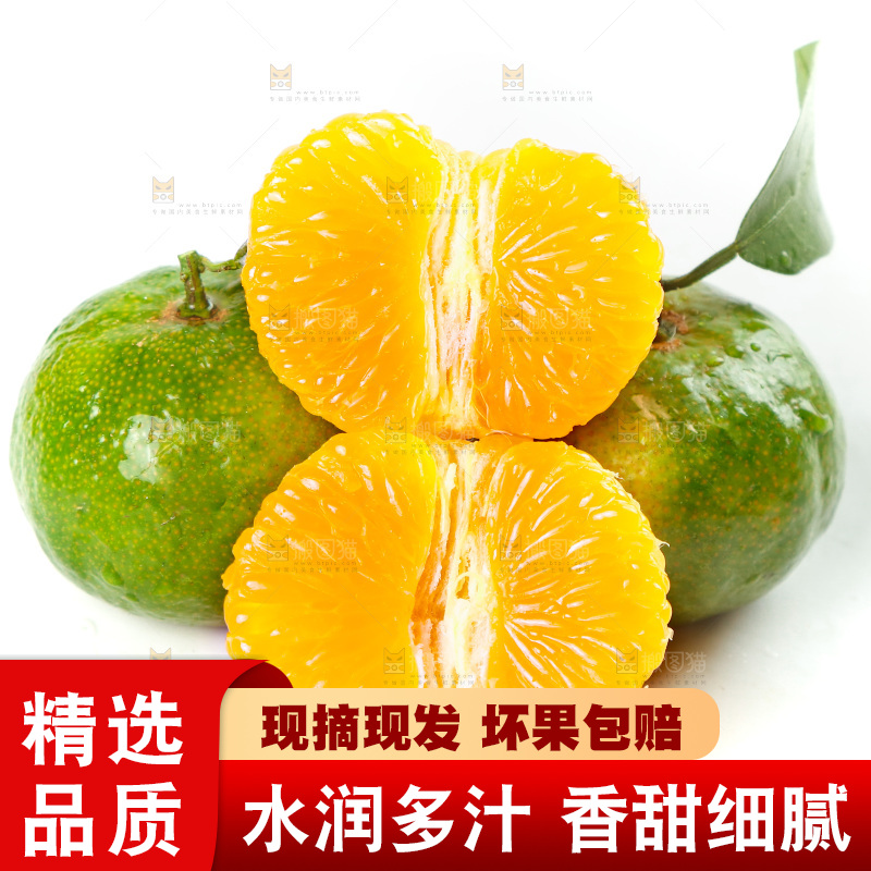 白底上放着清香蜜橘