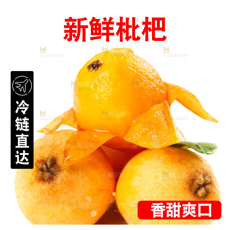 白底上放着五星枇杷