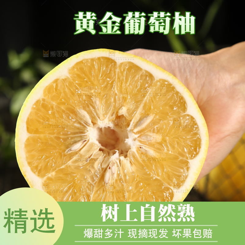 手里拿着切开的黄金葡萄柚