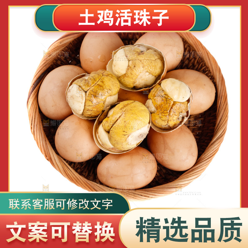 白底上摆放着一篮土鸡蛋活珠子