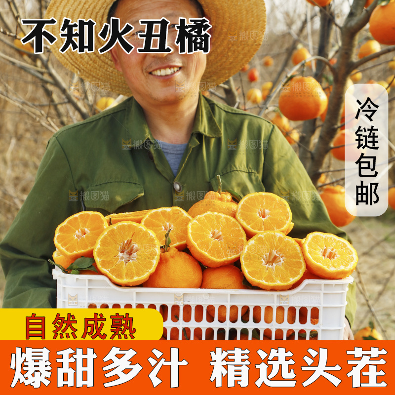 果雷锋农民手里抱着一框四川丑橘