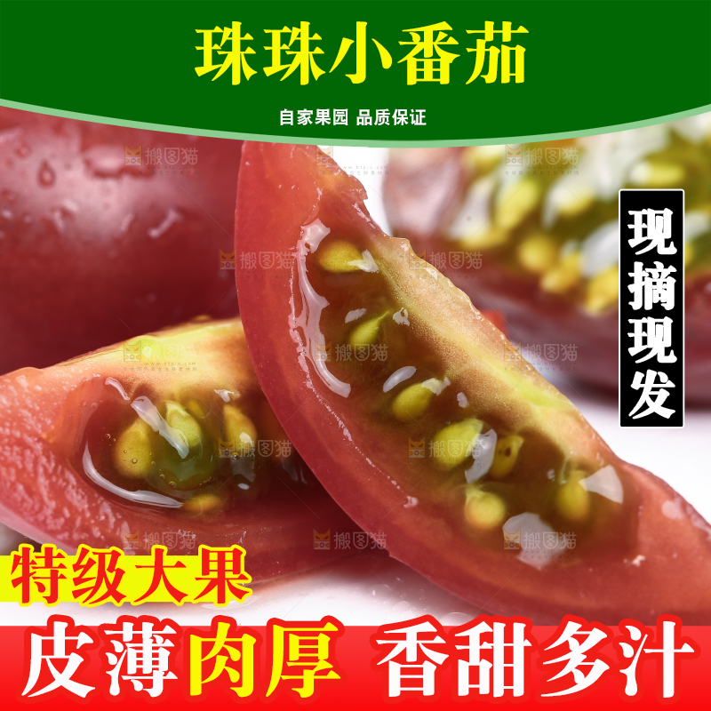 白底上放着珠珠小番茄