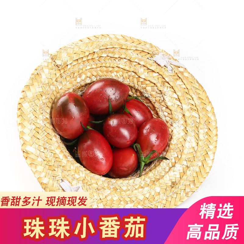 草帽里装着紫弹头小番茄