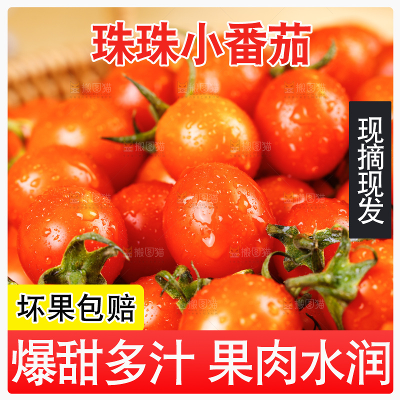 篮子里装着珠珠小番茄