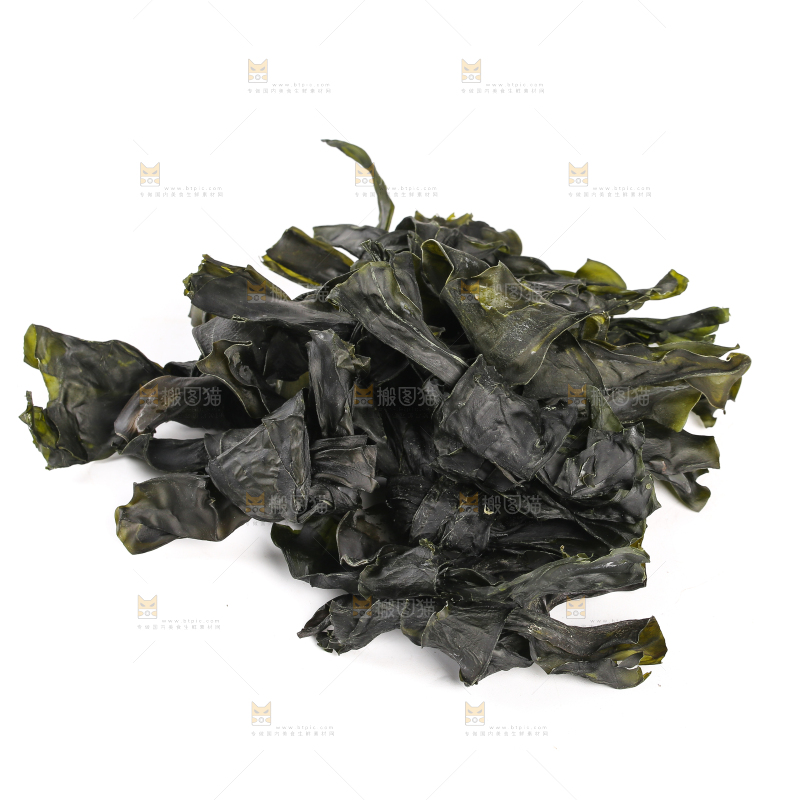 白底上放着一堆干海带结