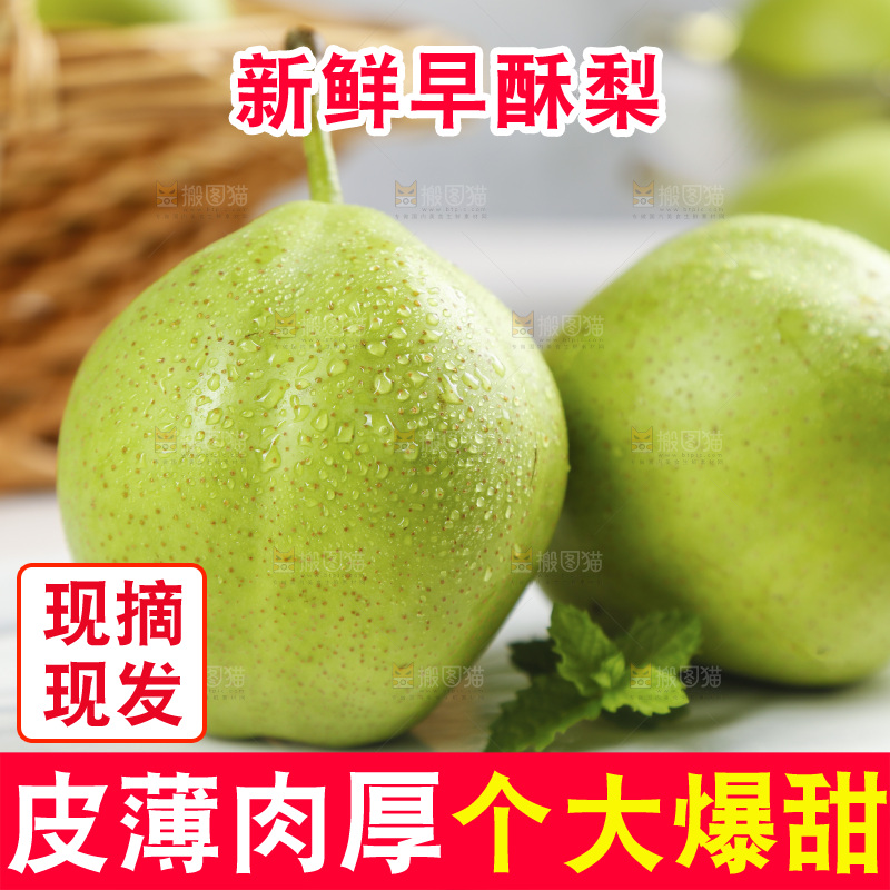白底上放着陕西早酥梨