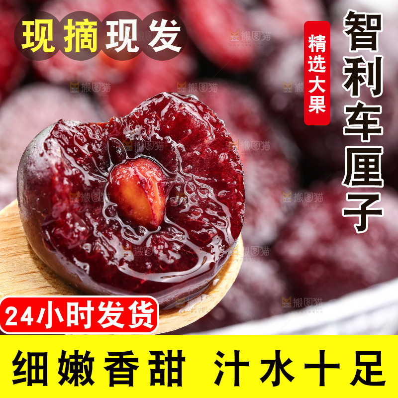 勺子上的新鲜车厘子