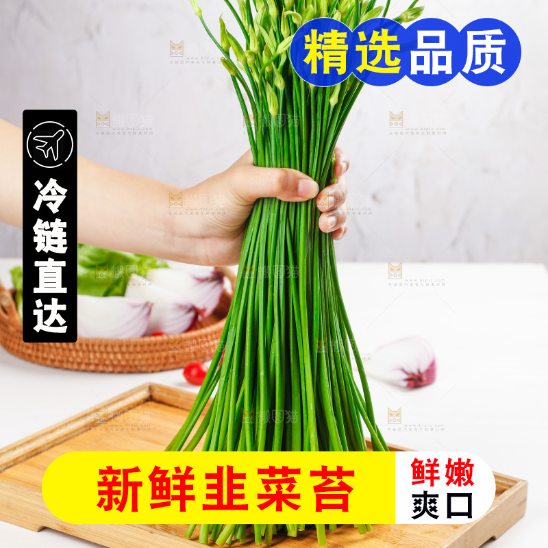 手上拿着一把韭菜苔