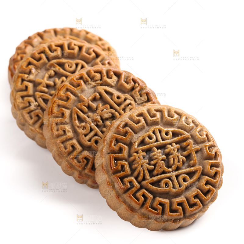 白底上的荞麦苏子月饼