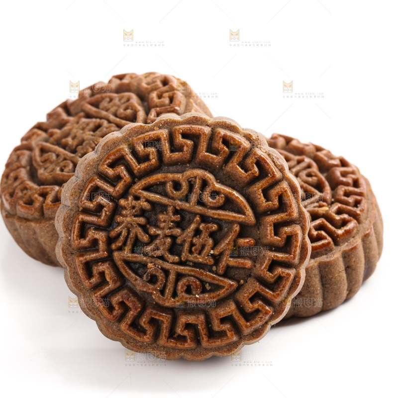 白底上的荞麦五仁月饼