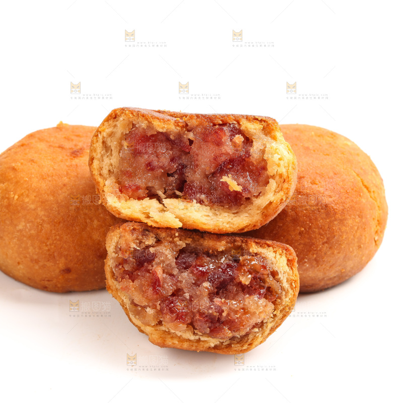 白底上的火腿月饼