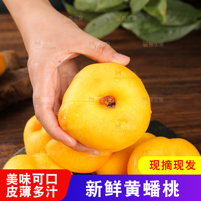 手上拿着新鲜黄蟠桃