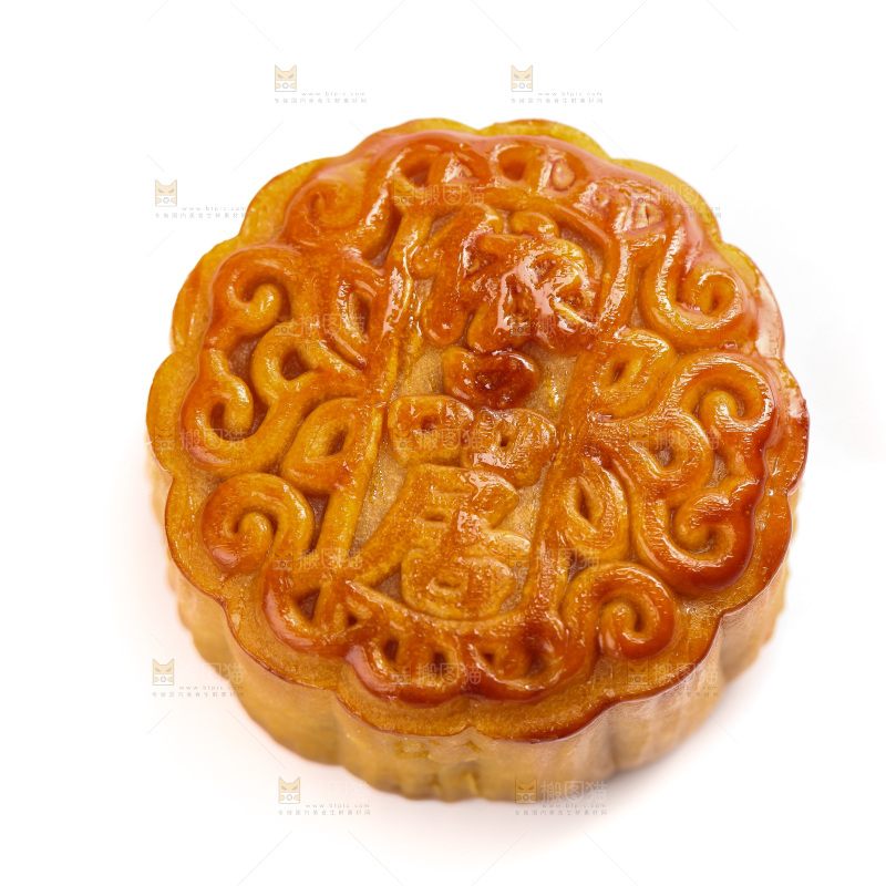 白底上的广式蛋黄月饼