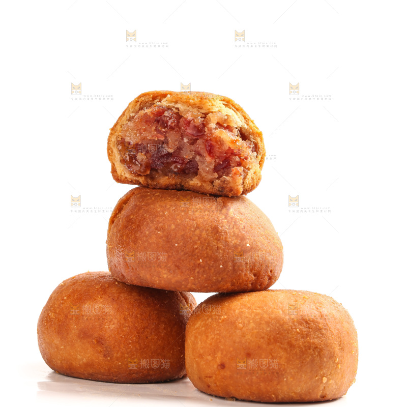 白底上的火腿月饼