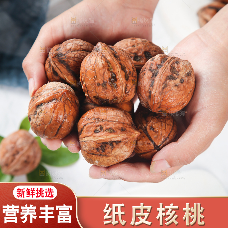 手捧着新鲜湿核桃