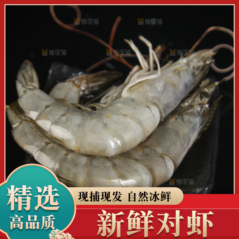 黑底上放着大虾