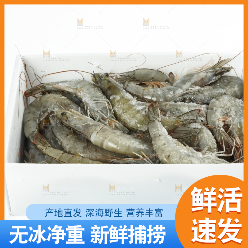箱子里装着一堆对虾