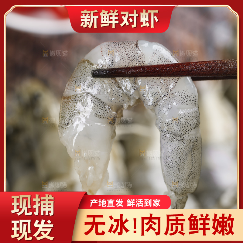 筷子上夹着大虾